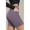 imageODODOS Cloud Feeling Cross Waist Yoga Shorts with Pockets for Women 6quot Crossover High Waist Lounge Biker ShortsAsh Violet