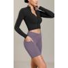 imageODODOS Cloud Feeling Cross Waist Yoga Shorts with Pockets for Women 6quot Crossover High Waist Lounge Biker ShortsAsh Violet