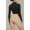 imageODODOS Cloud Feeling Cross Waist Yoga Shorts with Pockets for Women 6quot Crossover High Waist Lounge Biker ShortsBeige