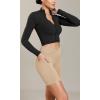 imageODODOS Cloud Feeling Cross Waist Yoga Shorts with Pockets for Women 6quot Crossover High Waist Lounge Biker ShortsBeige