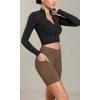 imageODODOS Cloud Feeling Cross Waist Yoga Shorts with Pockets for Women 6quot Crossover High Waist Lounge Biker ShortsBrunette