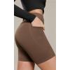 imageODODOS Cloud Feeling Cross Waist Yoga Shorts with Pockets for Women 6quot Crossover High Waist Lounge Biker ShortsBrunette