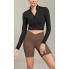 imageODODOS Cloud Feeling Cross Waist Yoga Shorts with Pockets for Women 6quot Crossover High Waist Lounge Biker ShortsBrunette