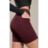 imageODODOS Cloud Feeling Cross Waist Yoga Shorts with Pockets for Women 6quot Crossover High Waist Lounge Biker ShortsBurgundy