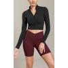 imageODODOS Cloud Feeling Cross Waist Yoga Shorts with Pockets for Women 6quot Crossover High Waist Lounge Biker ShortsBurgundy