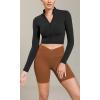 imageODODOS Cloud Feeling Cross Waist Yoga Shorts with Pockets for Women 6quot Crossover High Waist Lounge Biker ShortsCaramel
