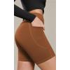 imageODODOS Cloud Feeling Cross Waist Yoga Shorts with Pockets for Women 6quot Crossover High Waist Lounge Biker ShortsCaramel