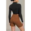 imageODODOS Cloud Feeling Cross Waist Yoga Shorts with Pockets for Women 6quot Crossover High Waist Lounge Biker ShortsCaramel