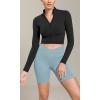 imageODODOS Cloud Feeling Cross Waist Yoga Shorts with Pockets for Women 6quot Crossover High Waist Lounge Biker ShortsChambray
