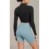 imageODODOS Cloud Feeling Cross Waist Yoga Shorts with Pockets for Women 6quot Crossover High Waist Lounge Biker ShortsChambray