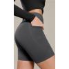 imageODODOS Cloud Feeling Cross Waist Yoga Shorts with Pockets for Women 6quot Crossover High Waist Lounge Biker ShortsCharcoal