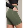 imageODODOS Cloud Feeling Cross Waist Yoga Shorts with Pockets for Women 6quot Crossover High Waist Lounge Biker ShortsDark Olive