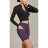 imageODODOS Cloud Feeling Cross Waist Yoga Shorts with Pockets for Women 6quot Crossover High Waist Lounge Biker ShortsDark Purple