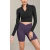 imageODODOS Cloud Feeling Cross Waist Yoga Shorts with Pockets for Women 6quot Crossover High Waist Lounge Biker ShortsDark Purple