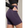 imageODODOS Cloud Feeling Cross Waist Yoga Shorts with Pockets for Women 6quot Crossover High Waist Lounge Biker ShortsDark Purple