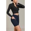imageODODOS Cloud Feeling Cross Waist Yoga Shorts with Pockets for Women 6quot Crossover High Waist Lounge Biker ShortsDeep Navy