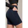 imageODODOS Cloud Feeling Cross Waist Yoga Shorts with Pockets for Women 6quot Crossover High Waist Lounge Biker ShortsDeep Navy