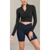 imageODODOS Cloud Feeling Cross Waist Yoga Shorts with Pockets for Women 6quot Crossover High Waist Lounge Biker ShortsDeep Navy