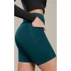 imageODODOS Cloud Feeling Cross Waist Yoga Shorts with Pockets for Women 6quot Crossover High Waist Lounge Biker ShortsForest Teal