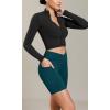 imageODODOS Cloud Feeling Cross Waist Yoga Shorts with Pockets for Women 6quot Crossover High Waist Lounge Biker ShortsForest Teal