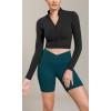 imageODODOS Cloud Feeling Cross Waist Yoga Shorts with Pockets for Women 6quot Crossover High Waist Lounge Biker ShortsForest Teal