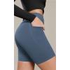 imageODODOS Cloud Feeling Cross Waist Yoga Shorts with Pockets for Women 6quot Crossover High Waist Lounge Biker ShortsInk Blue