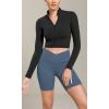 imageODODOS Cloud Feeling Cross Waist Yoga Shorts with Pockets for Women 6quot Crossover High Waist Lounge Biker ShortsInk Blue