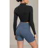 imageODODOS Cloud Feeling Cross Waist Yoga Shorts with Pockets for Women 6quot Crossover High Waist Lounge Biker ShortsInk Blue