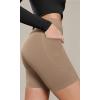 imageODODOS Cloud Feeling Cross Waist Yoga Shorts with Pockets for Women 6quot Crossover High Waist Lounge Biker ShortsLight Brown