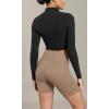 imageODODOS Cloud Feeling Cross Waist Yoga Shorts with Pockets for Women 6quot Crossover High Waist Lounge Biker ShortsLight Brown