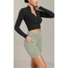 imageODODOS Cloud Feeling Cross Waist Yoga Shorts with Pockets for Women 6quot Crossover High Waist Lounge Biker ShortsLime Stone