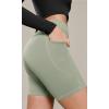 imageODODOS Cloud Feeling Cross Waist Yoga Shorts with Pockets for Women 6quot Crossover High Waist Lounge Biker ShortsLime Stone