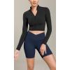 imageODODOS Cloud Feeling Cross Waist Yoga Shorts with Pockets for Women 6quot Crossover High Waist Lounge Biker ShortsNavy