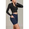 imageODODOS Cloud Feeling Cross Waist Yoga Shorts with Pockets for Women 6quot Crossover High Waist Lounge Biker ShortsNavy