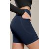 imageODODOS Cloud Feeling Cross Waist Yoga Shorts with Pockets for Women 6quot Crossover High Waist Lounge Biker ShortsNavy