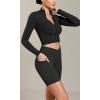 imageODODOS Cloud Feeling Cross Waist Yoga Shorts with Pockets for Women 6quot Crossover High Waist Lounge Biker ShortsOnyx Black Grey