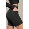 imageODODOS Cloud Feeling Cross Waist Yoga Shorts with Pockets for Women 6quot Crossover High Waist Lounge Biker ShortsOnyx Black Grey