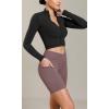 imageODODOS Cloud Feeling Cross Waist Yoga Shorts with Pockets for Women 6quot Crossover High Waist Lounge Biker ShortsPurple Taupe