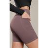imageODODOS Cloud Feeling Cross Waist Yoga Shorts with Pockets for Women 6quot Crossover High Waist Lounge Biker ShortsPurple Taupe