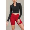 imageODODOS Cloud Feeling Cross Waist Yoga Shorts with Pockets for Women 6quot Crossover High Waist Lounge Biker ShortsRed