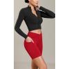 imageODODOS Cloud Feeling Cross Waist Yoga Shorts with Pockets for Women 6quot Crossover High Waist Lounge Biker ShortsRed