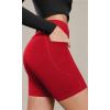 imageODODOS Cloud Feeling Cross Waist Yoga Shorts with Pockets for Women 6quot Crossover High Waist Lounge Biker ShortsRed