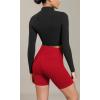 imageODODOS Cloud Feeling Cross Waist Yoga Shorts with Pockets for Women 6quot Crossover High Waist Lounge Biker ShortsRed