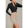 imageODODOS Cloud Feeling Cross Waist Yoga Shorts with Pockets for Women 6quot Crossover High Waist Lounge Biker ShortsShaker Beige