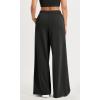 imageODODOS Womens Modal Soft Extra Wide Leg Pants with Pockets Drawstring High Waist PullOn Casual PantsBlack