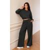 imageODODOS Womens Modal Soft Extra Wide Leg Pants with Pockets Drawstring High Waist PullOn Casual PantsBlack
