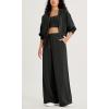 imageODODOS Womens Modal Soft Extra Wide Leg Pants with Pockets Drawstring High Waist PullOn Casual PantsBlack