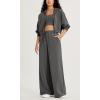 imageODODOS Womens Modal Soft Extra Wide Leg Pants with Pockets Drawstring High Waist PullOn Casual PantsCharcoal