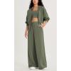 imageODODOS Womens Modal Soft Extra Wide Leg Pants with Pockets Drawstring High Waist PullOn Casual PantsDark Sage
