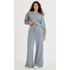 imageODODOS Womens Modal Soft Extra Wide Leg Pants with Pockets Drawstring High Waist PullOn Casual PantsGrey Blue